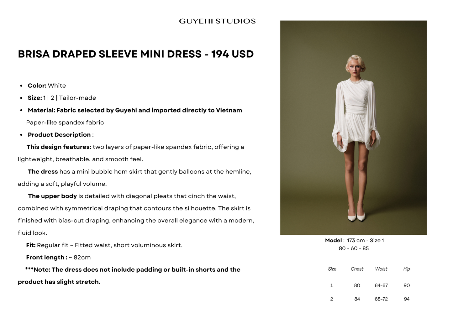 BRISA DRAPED SLEEVE MINI DRESS