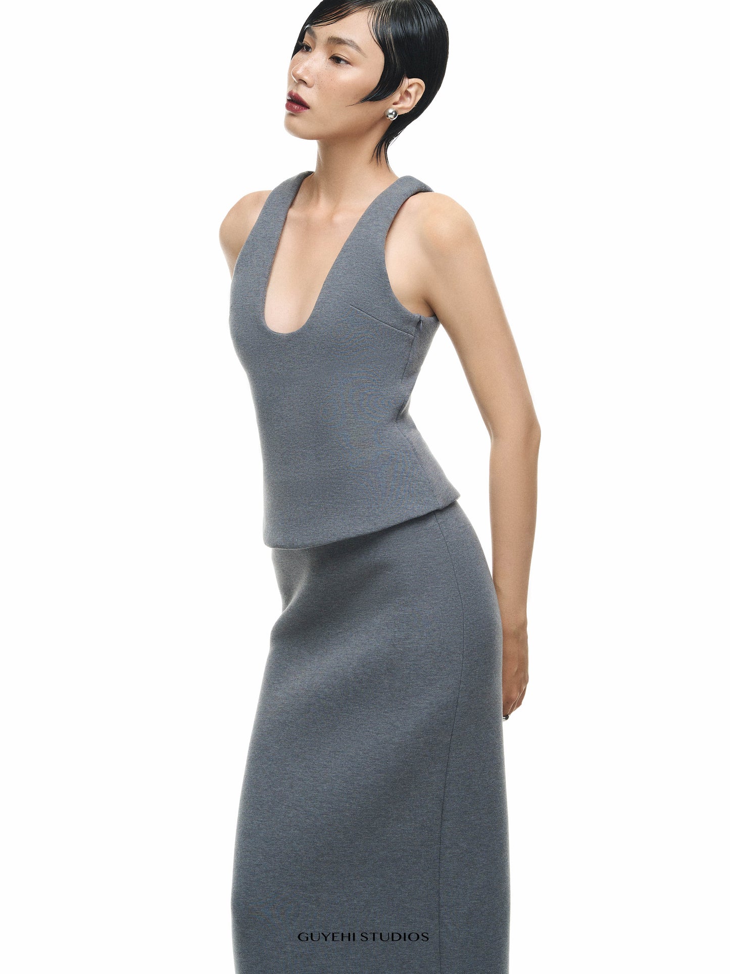 RIN GREY COLUMN SKIRT