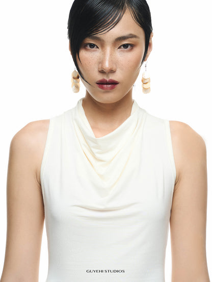 YURI IVORY DRAPED SLEEVELESS TOP