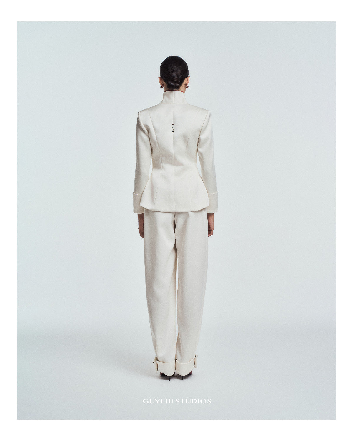 Mai Cuffed Wide-Leg Trousers in Satin Twill
