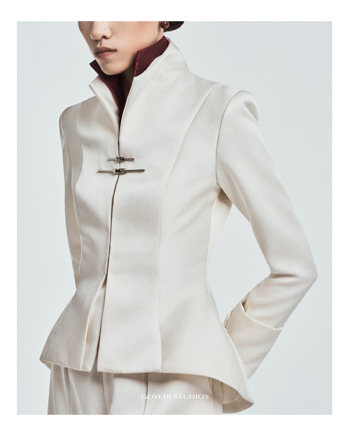 Mai Cuffed Wide-Leg Trousers in Satin Twill