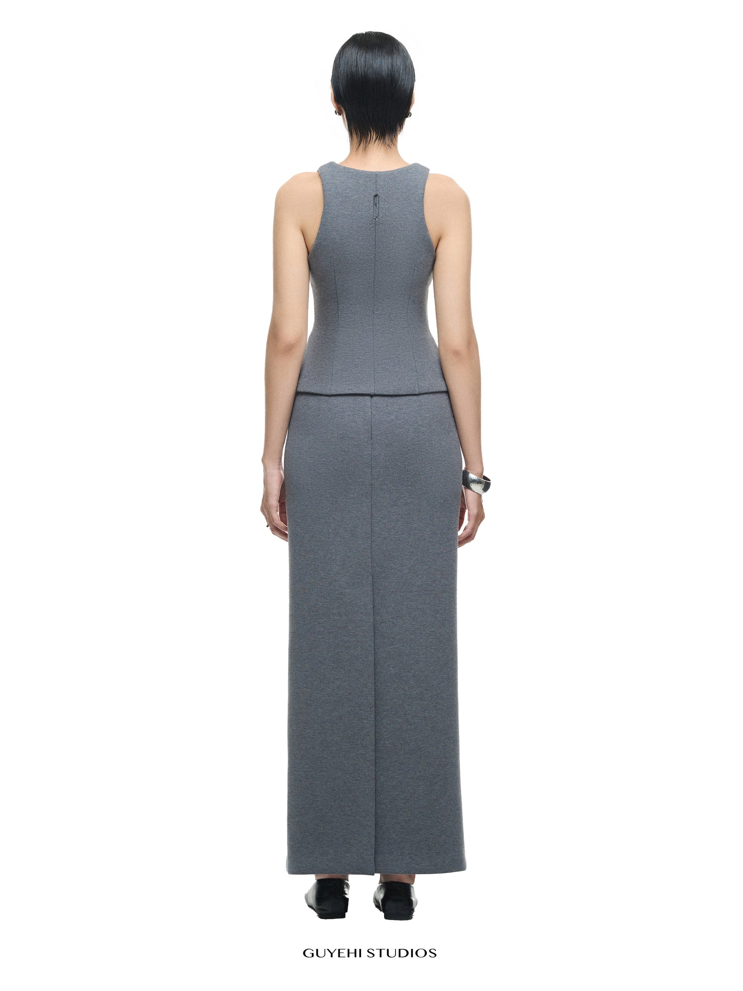 RIN GREY COLUMN SKIRT