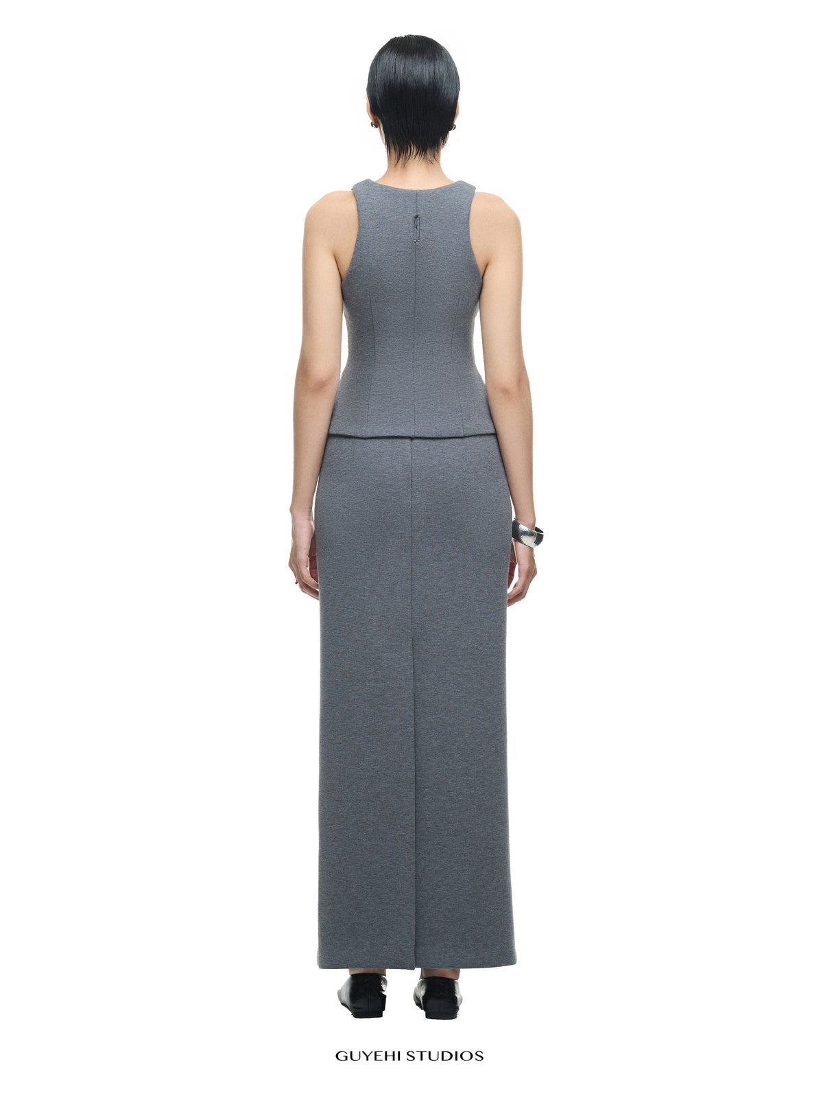RIN GREY COLUMN SKIRT