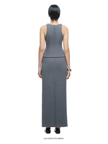 RIN GREY COLUMN SKIRT