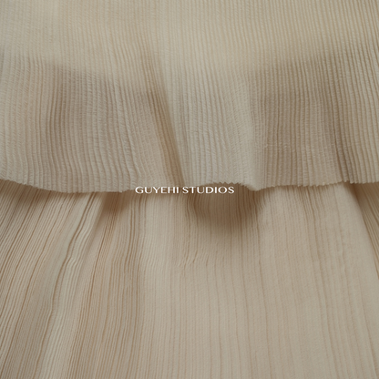 STRAPLESS IVORY CASCADE GOWN DRESS - Premium Line