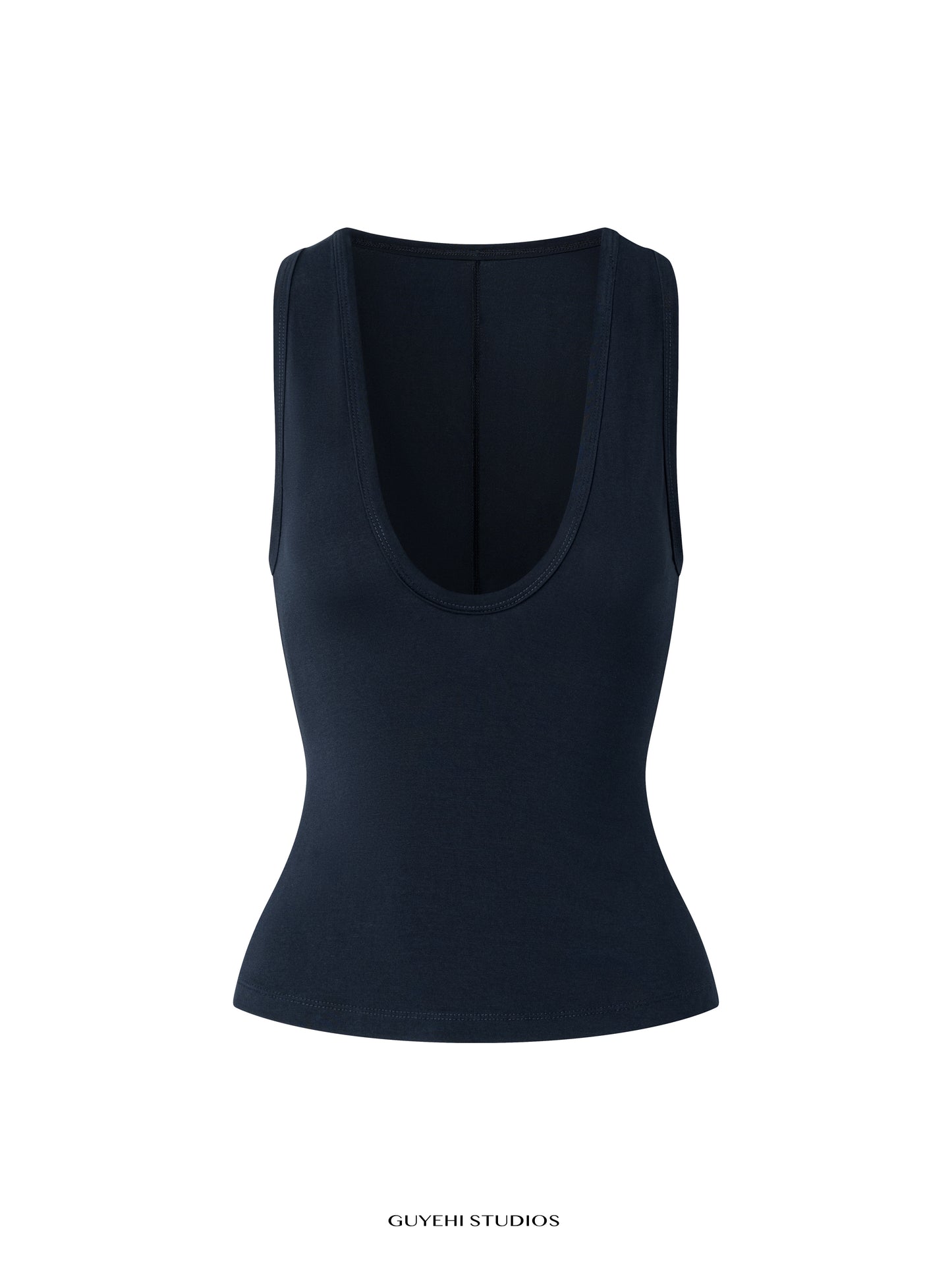 RIN BLACK DEEP U-NECK TANK
