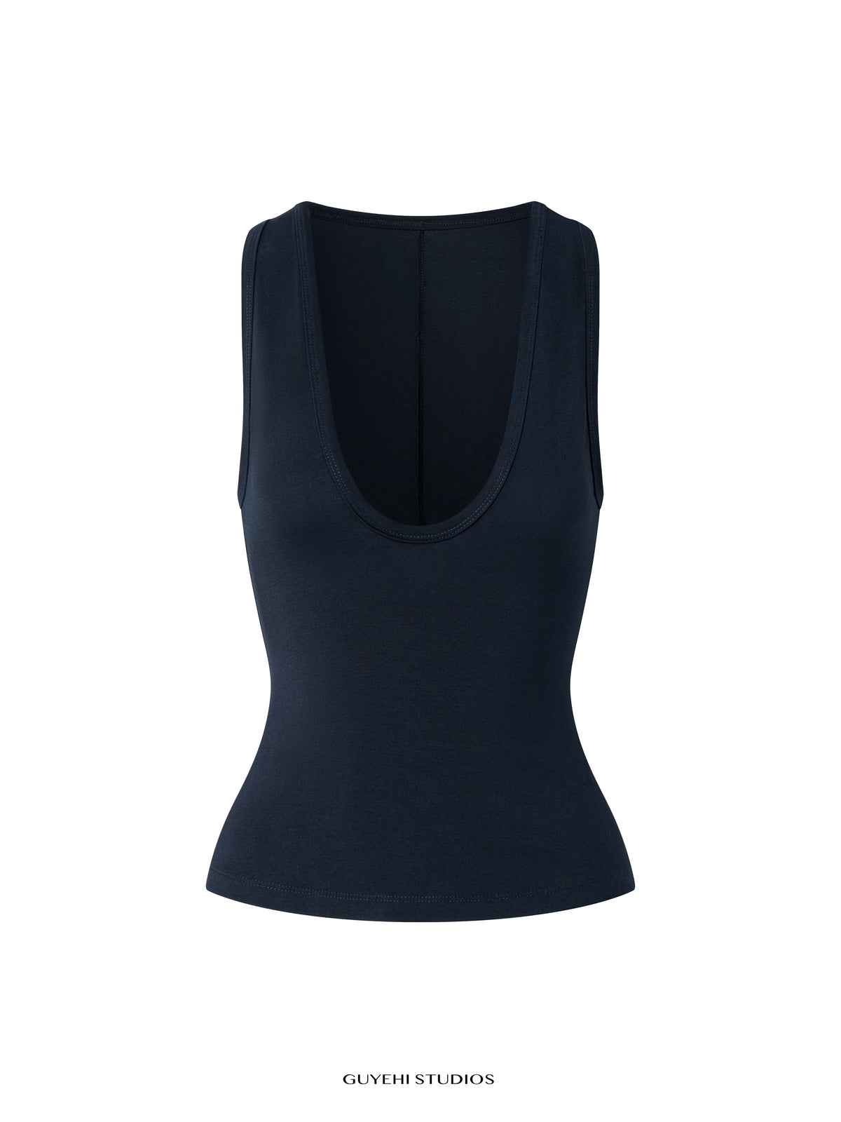 RIN BLACK DEEP U-NECK TANK