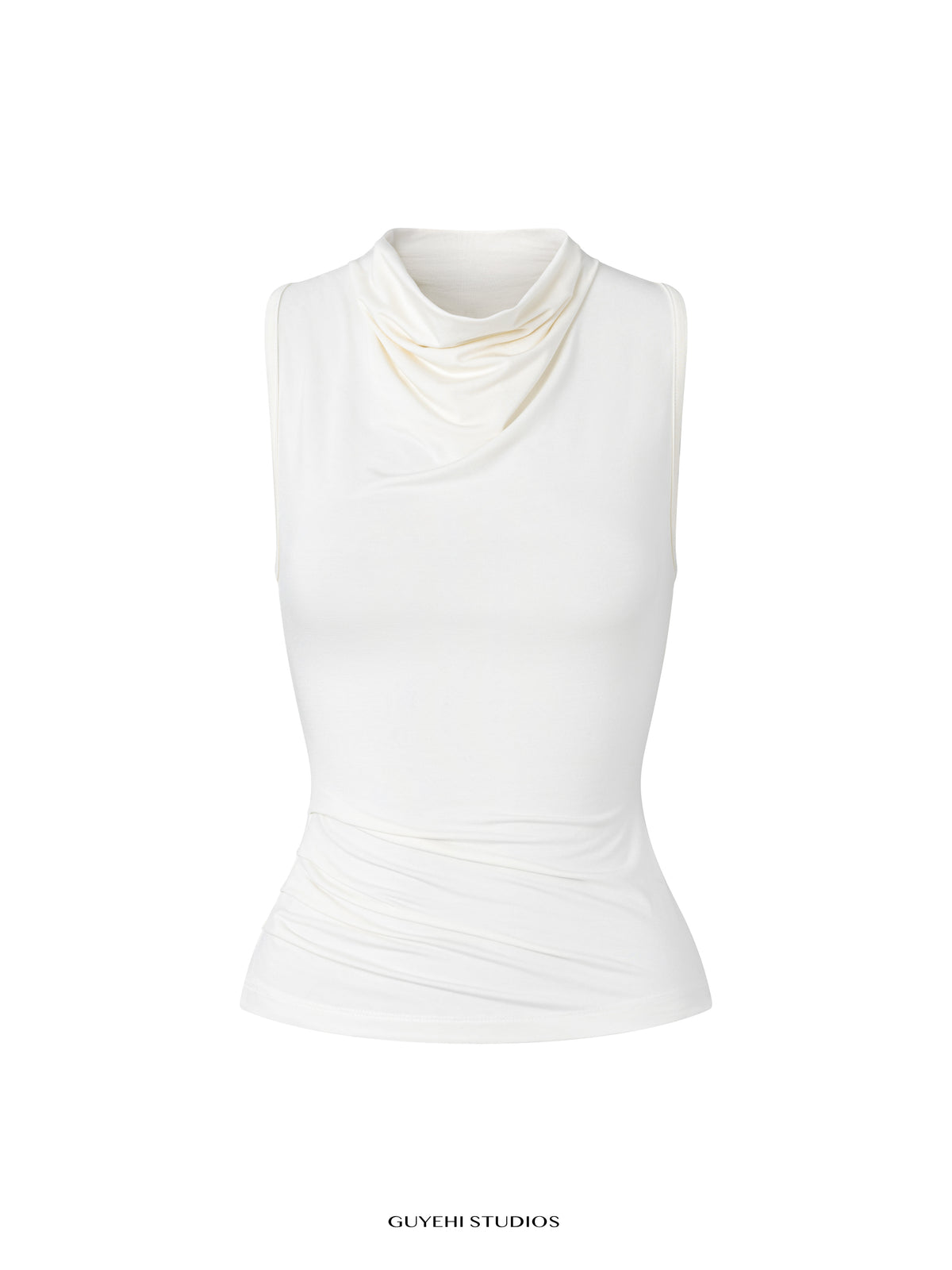 YURI IVORY DRAPED SLEEVELESS TOP