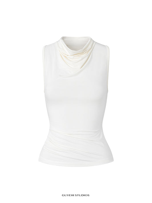 YURI IVORY DRAPED SLEEVELESS TOP