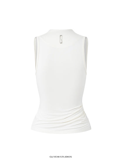 YURI IVORY DRAPED SLEEVELESS TOP