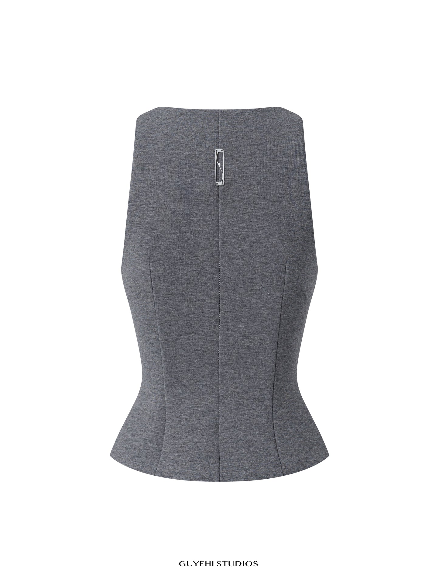 RIN GREY SCULPTED U-NECK TOP