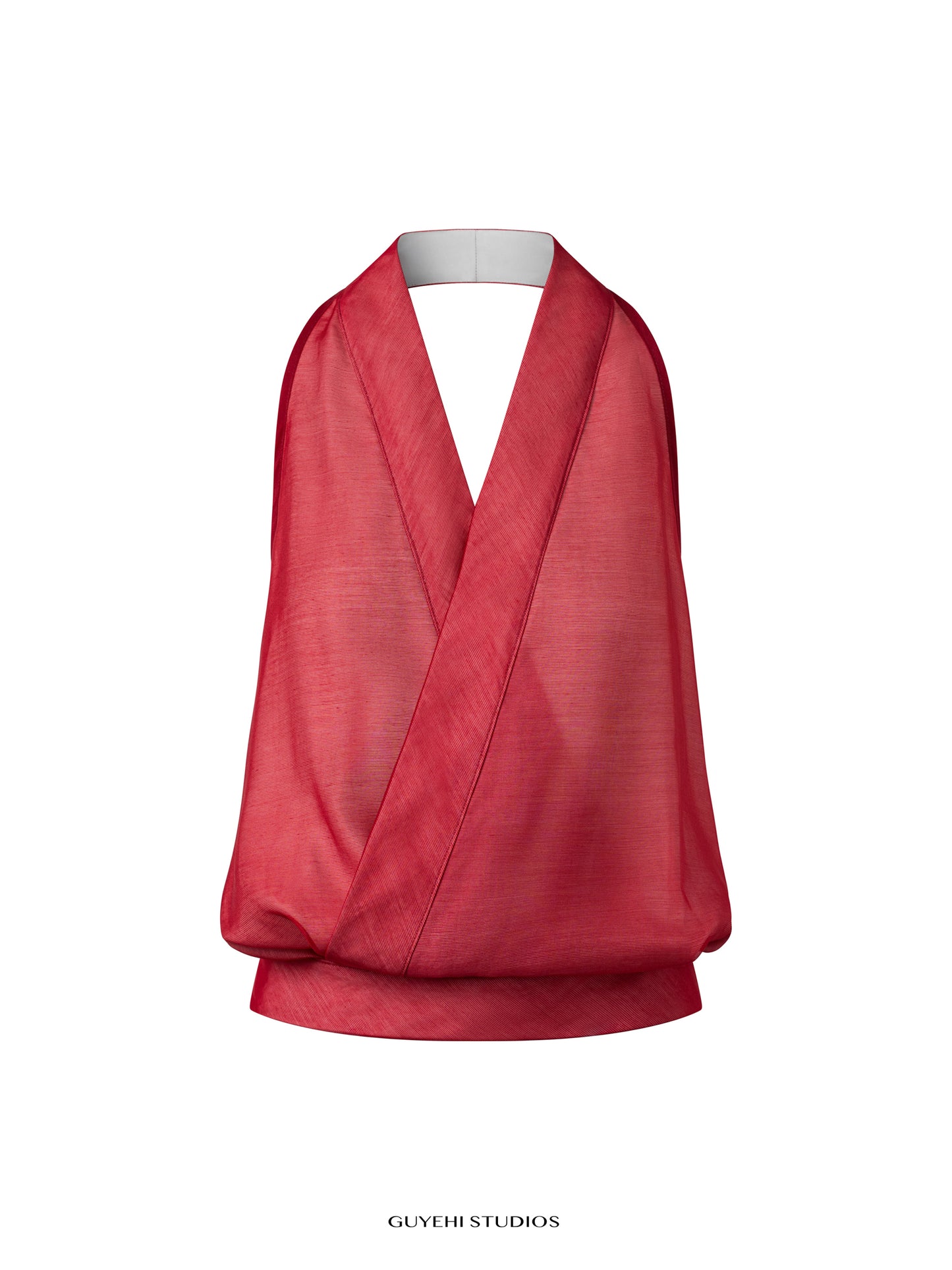 AKANE RED HALTER DRAPED TOP