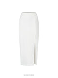 YURI IVORY SLIT MIDI SKIRT