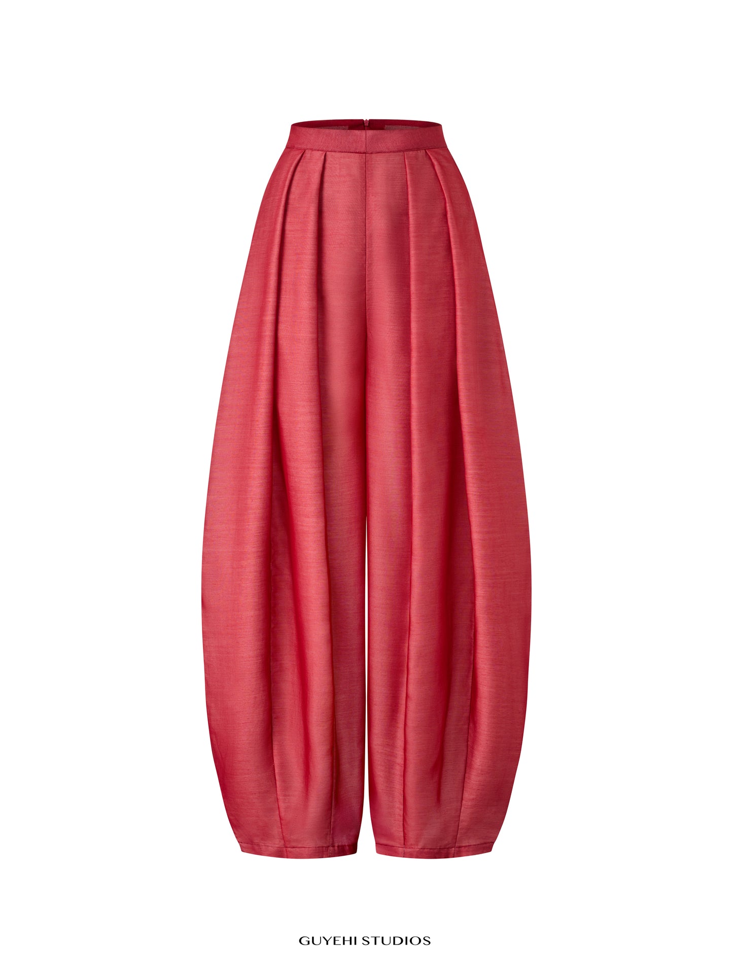 AKANE RED WIDE-LEG DRAPED PANTS