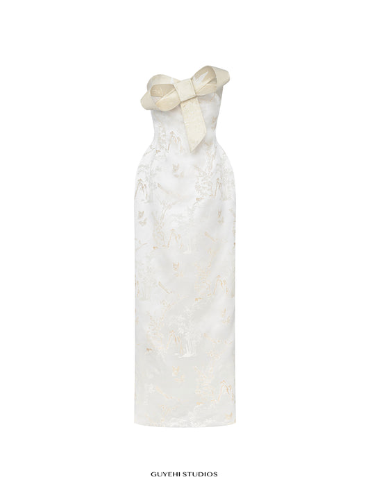 KASUMI IVORY JACQUARD BOW GOWN – ANNIVERSARY EDITION