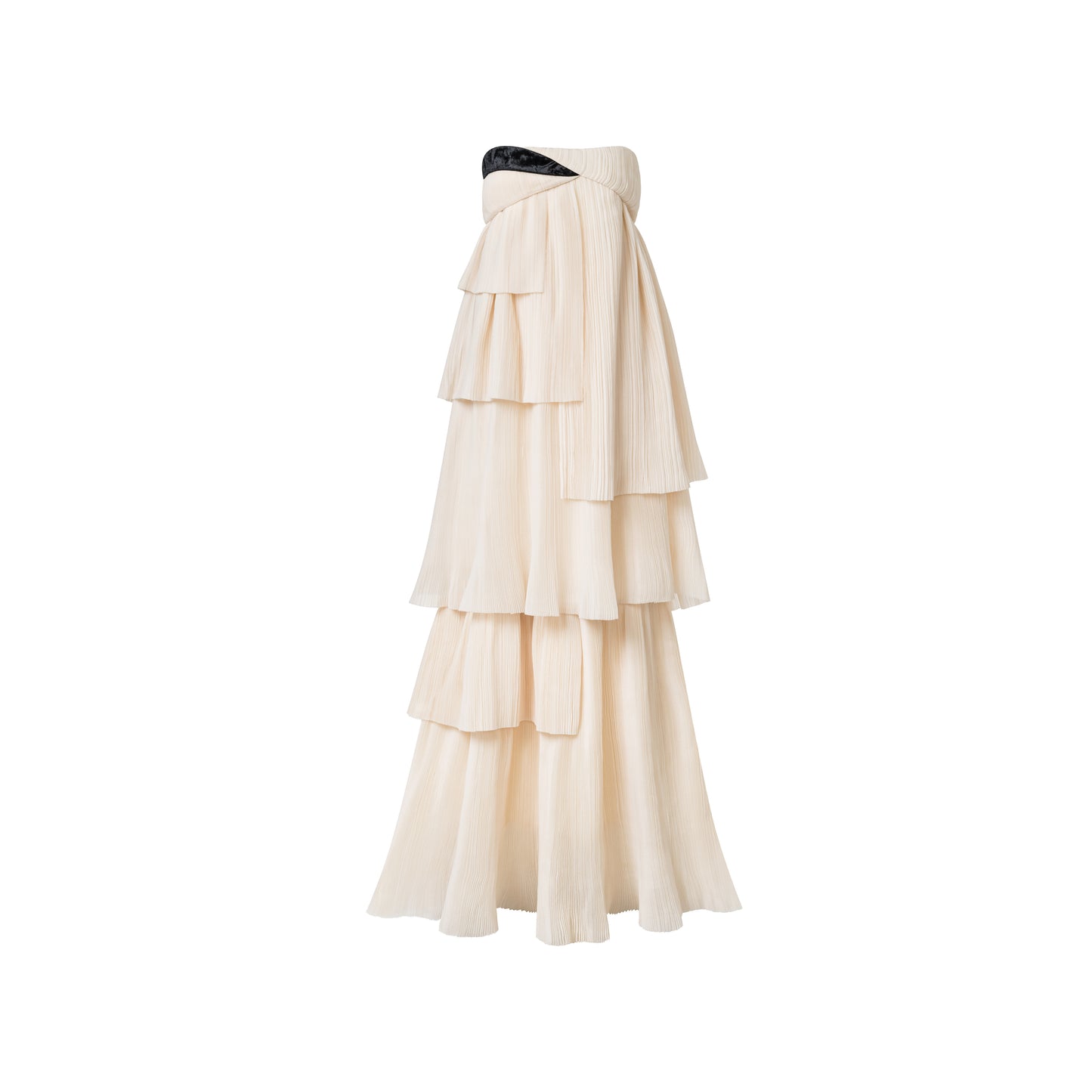 STRAPLESS IVORY CASCADE GOWN DRESS - Premium Line