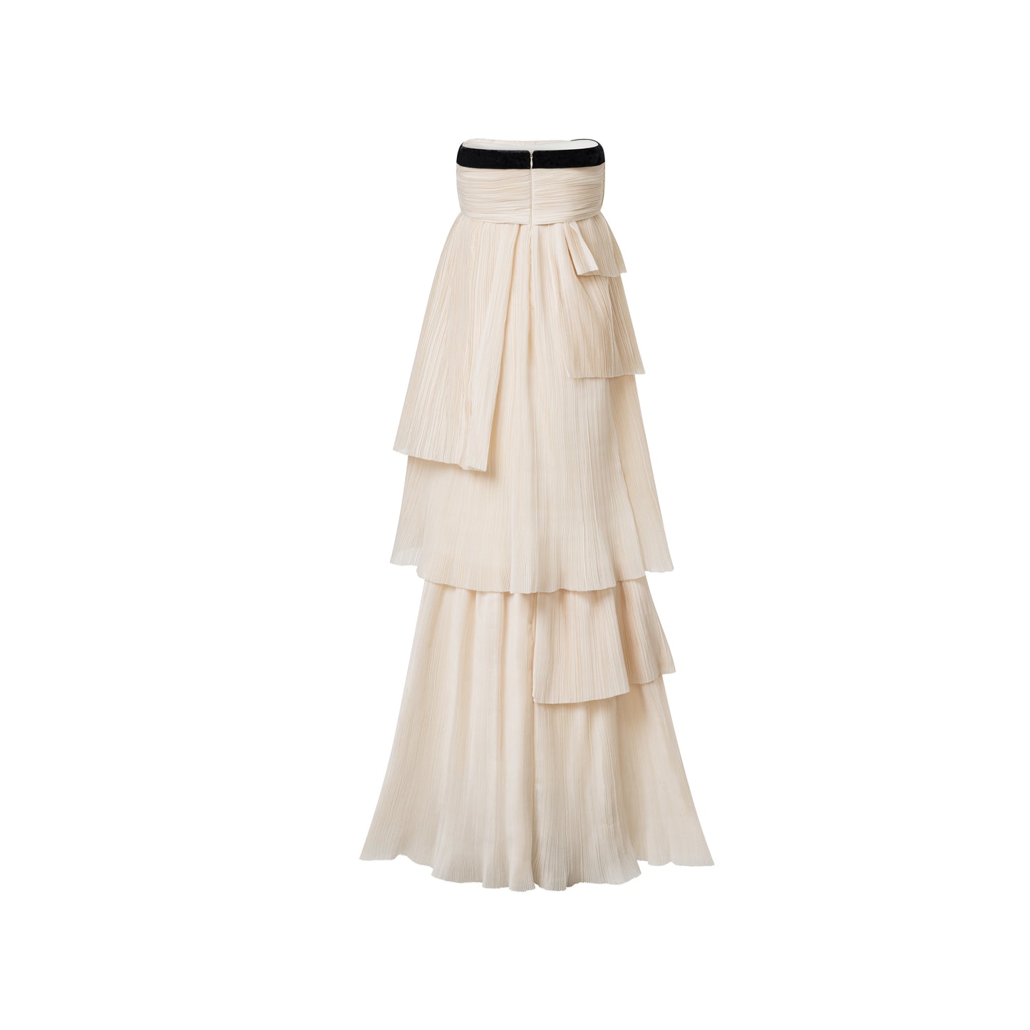 STRAPLESS IVORY CASCADE GOWN DRESS - Premium Line