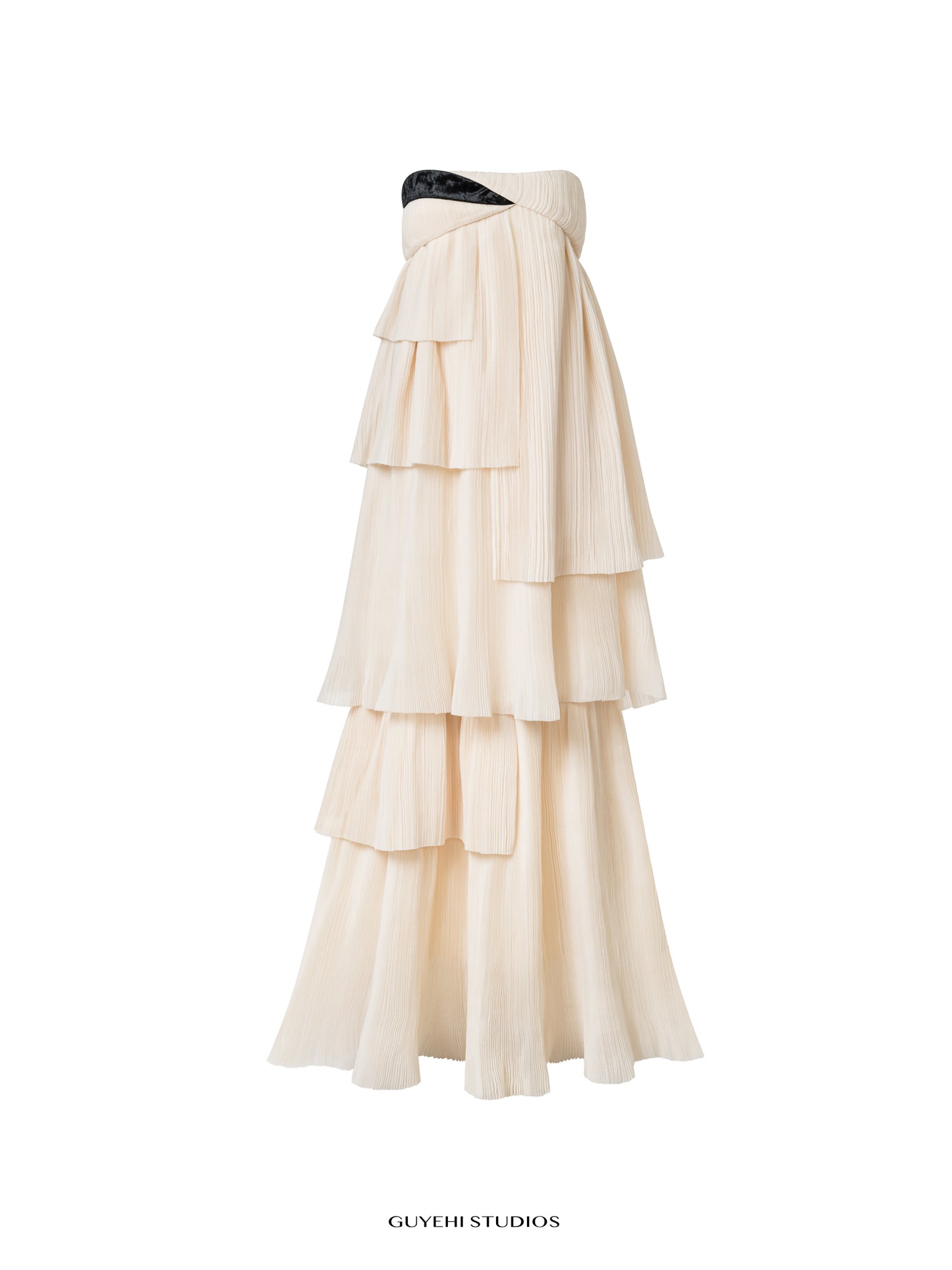 STRAPLESS IVORY CASCADE GOWN DRESS - Premium Line