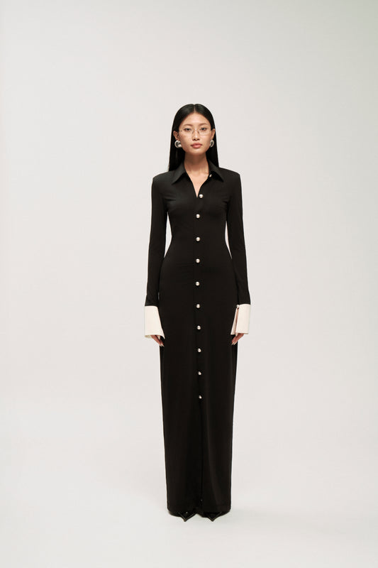 MIDNIGHT CONTRAST SHIRT DRESS