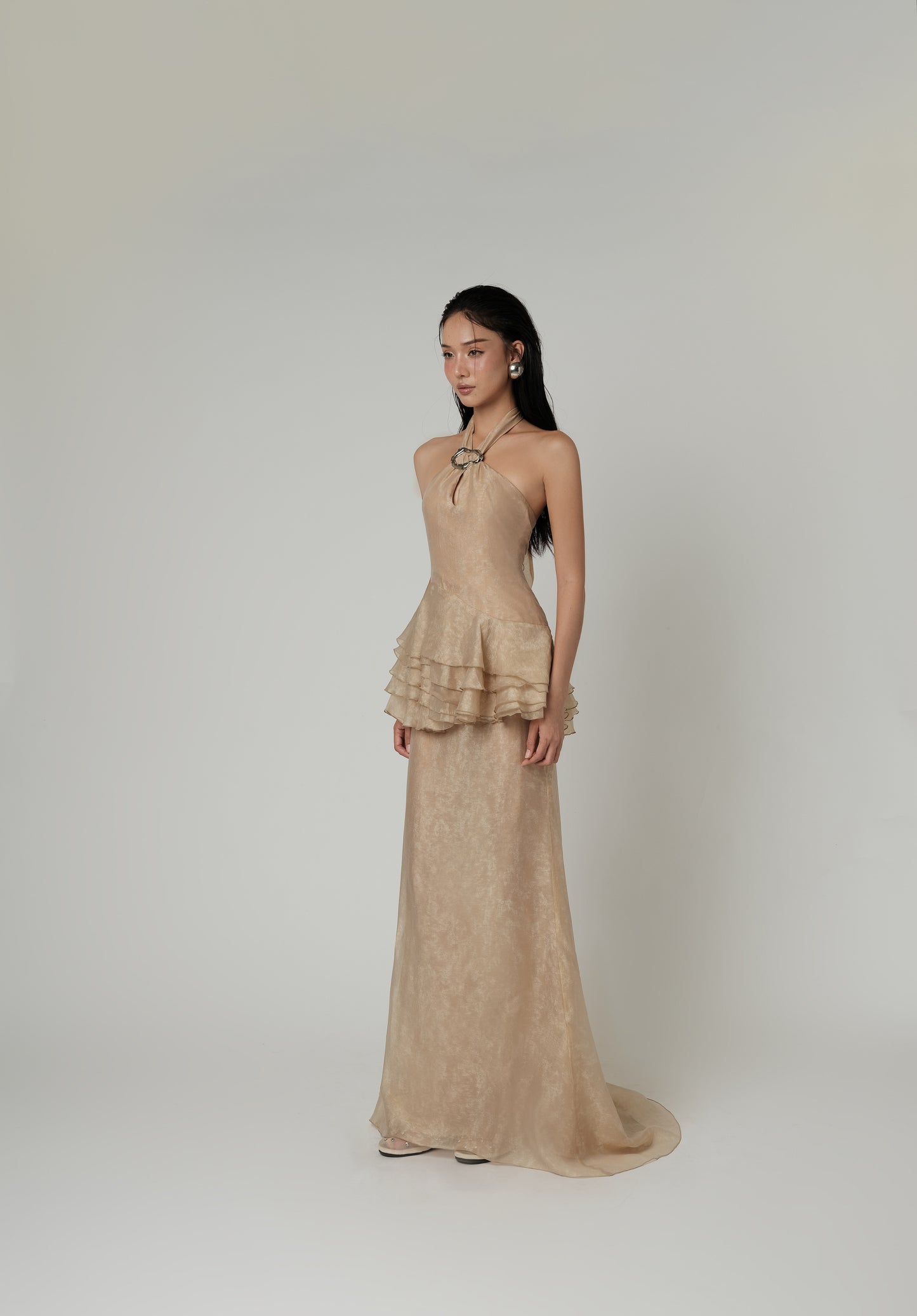 FLEUR HALTER NECK TOP & PEPLUM SKIRT SET