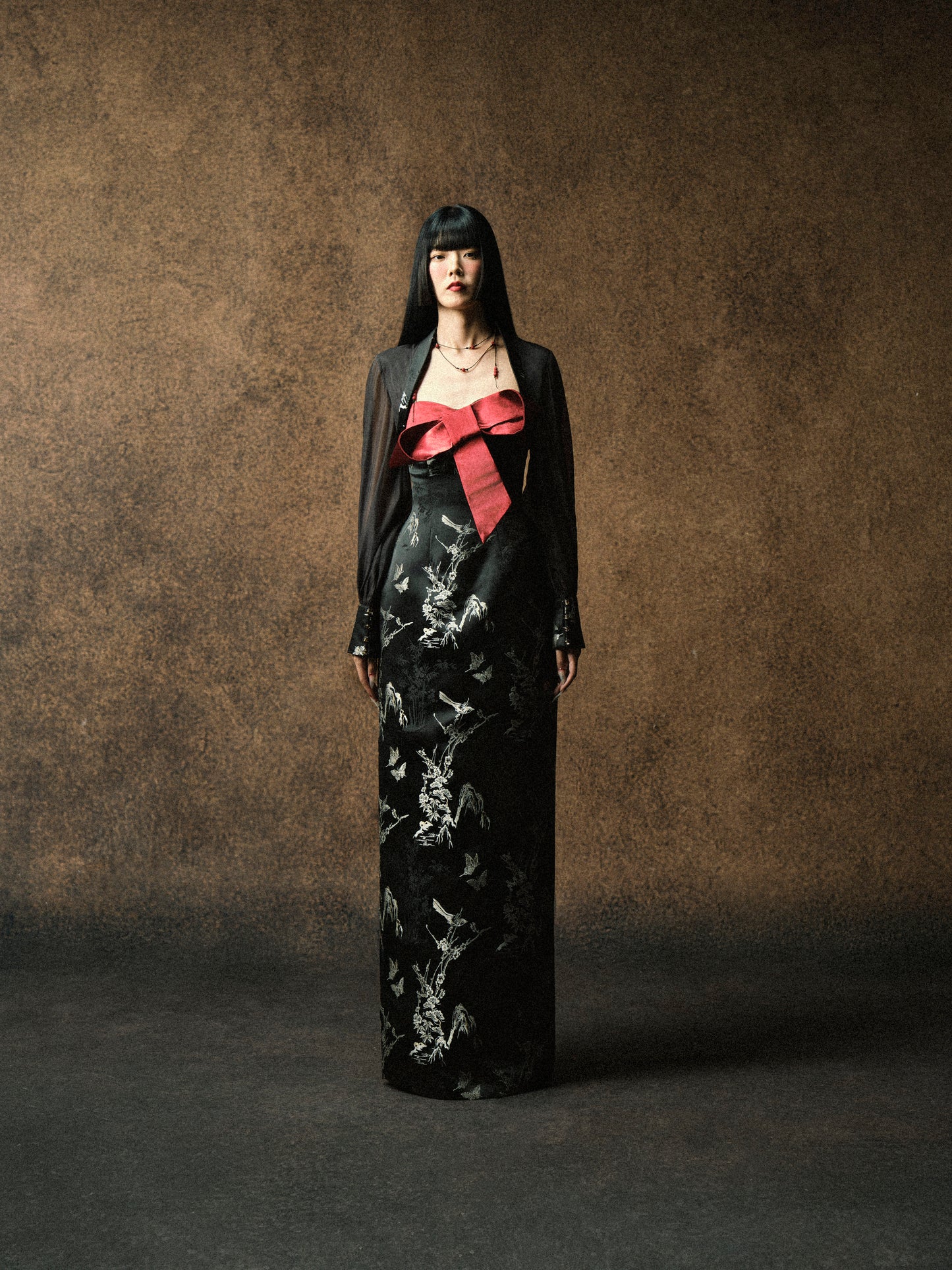 KASUMI MIDNIGHT BLACK DRESS - BROCADE VERSION