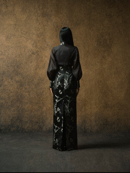 KASUMI MIDNIGHT BLACK DRESS - BROCADE VERSION