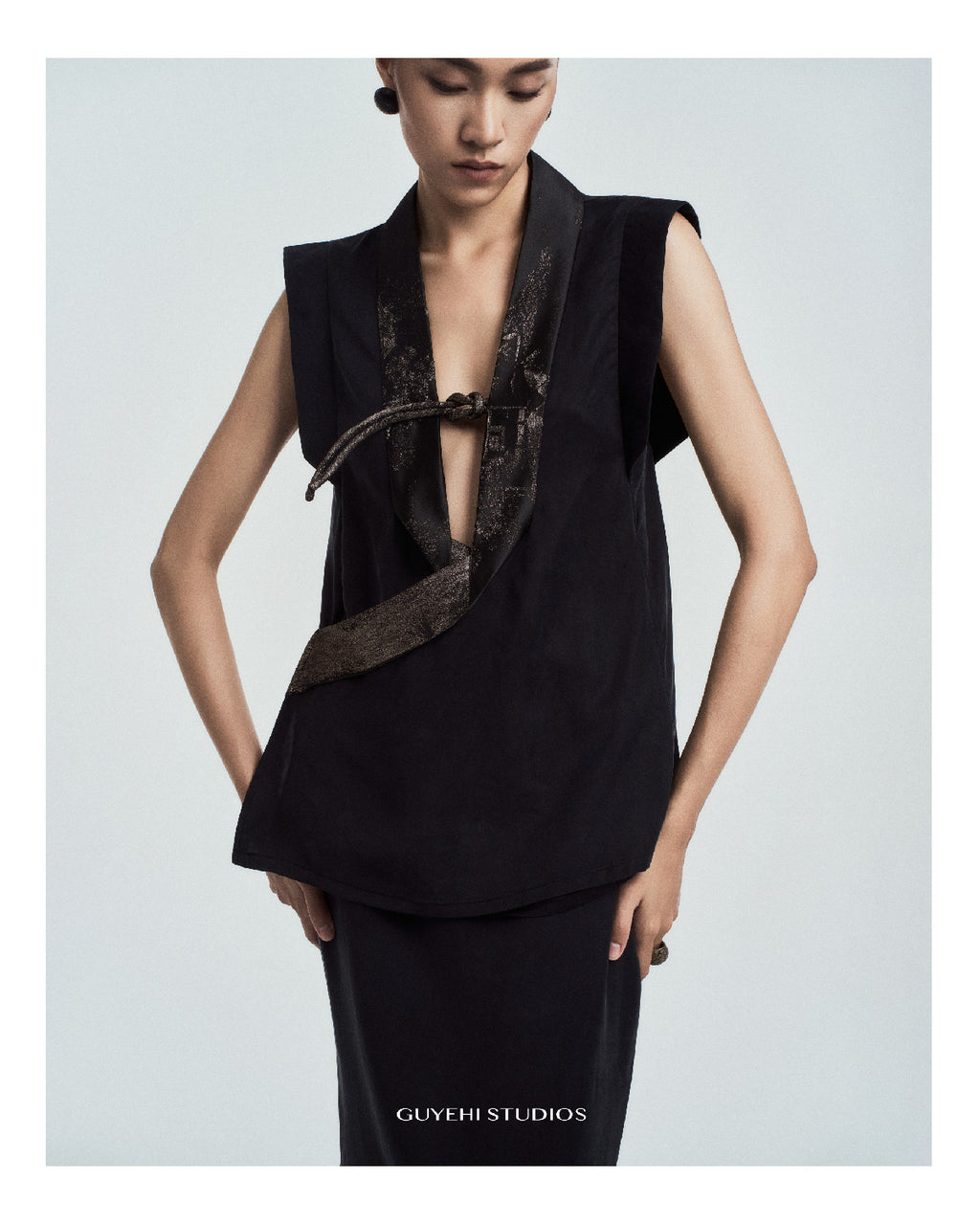 Dem Knot-Closure Wrap Vest in Matte