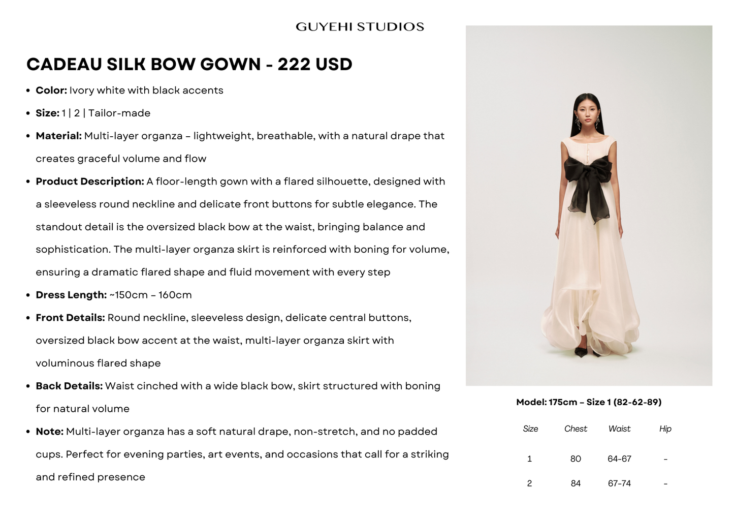 CADEAU SILK BOW GOWN DRESS - Premium Line